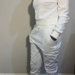2 piece white track suit
